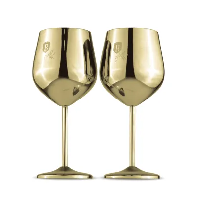2-teiliges Weinglas-Set aus Metall