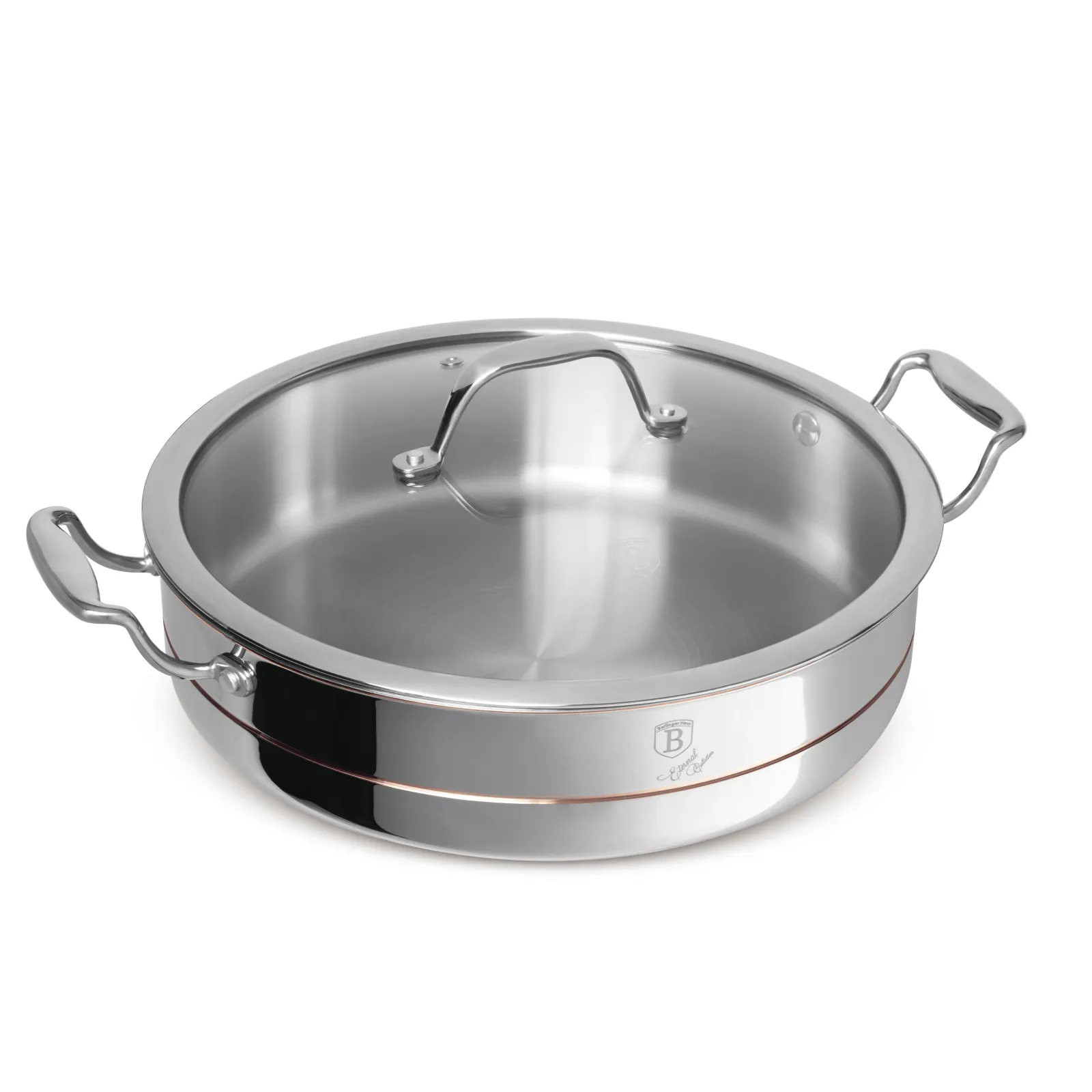 Professional flacher Kochtopf mit Deckel (3.8 L)… — BerlingerHaus