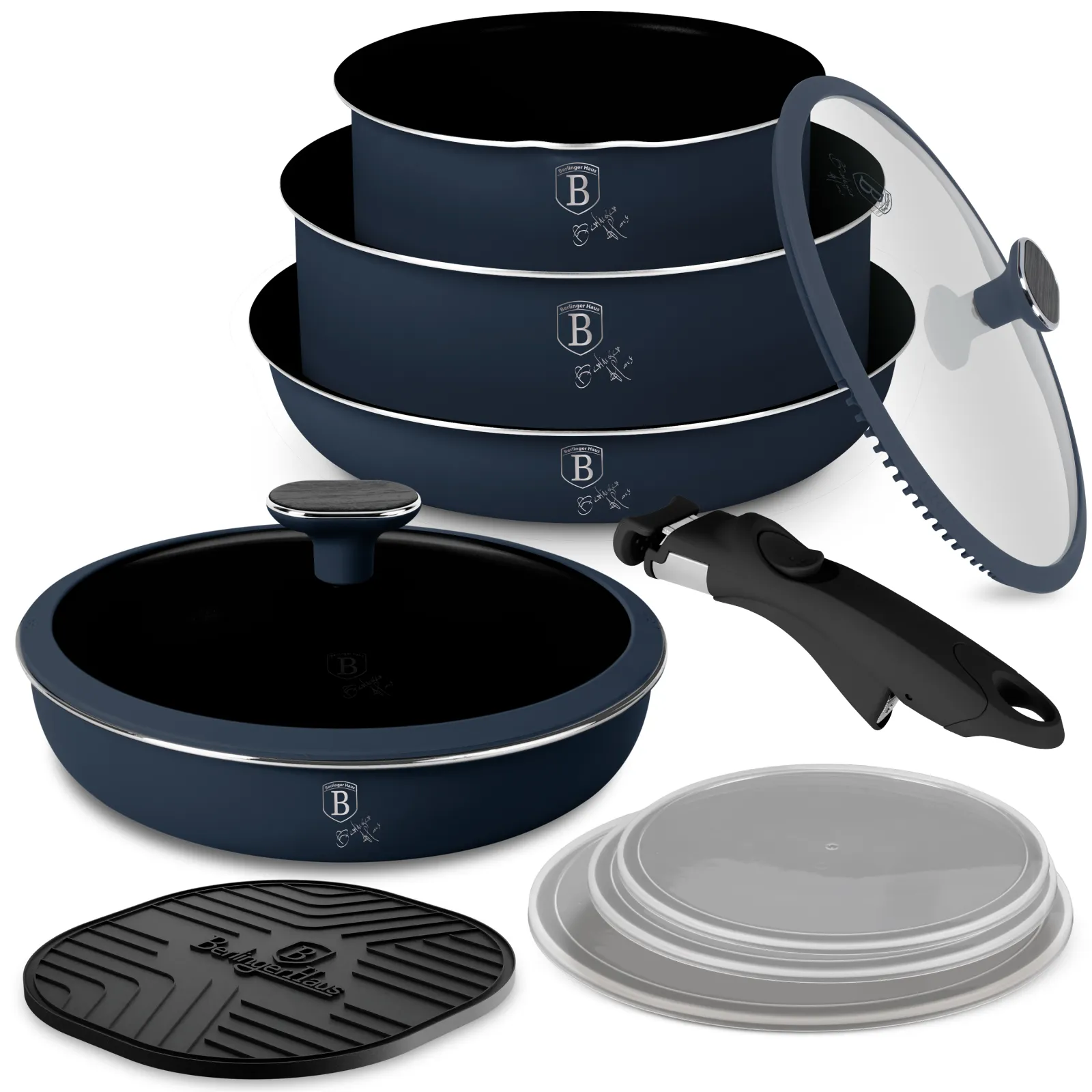 10-teiliges Topf-Set mit abnehmbarem Griff